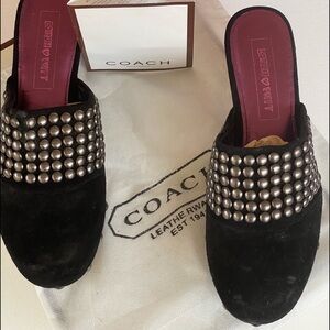COACH STUDDED PATCH CLOGS FOR WOMEN
